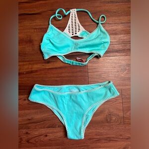 VICTORIA’S SECRET Swim Suit - Turquoise, Crochet, Size Small